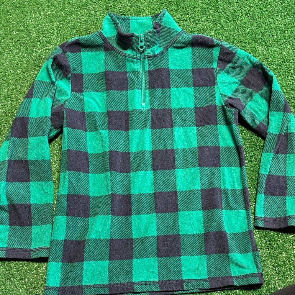 Green and Black Checkered Kids Pullover